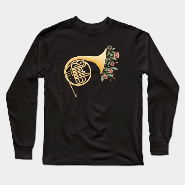 Bloomy French Horn Long Sleeve T-Shirt by Tania Tania